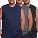 Taiyin 3 Pack Men's Big and Tall Tank Tops Quick Dry Muscle Workout Sleeveless T Shirts Summer Gym Active Undershirts (Blue, XXXL)