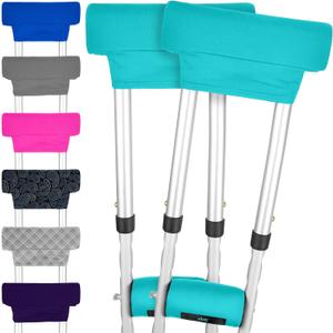 Vive Premium Crutch Pads & Hand Grips - Comfortable, Breathable, Machine Washable Padding - Moisture Wicking & Odor Reducing Pillow Accessory Covers for Adult & Youth Walking Crutches (Teal)