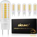 DiCUNO G8 Dimmable LED Bulb Flat Base 4W (40W Halogen Equivalent), Warm White 3000K, 450LM, Bi Pin Base Bulb Replacement for Under Counter, Under-Cabinet Light and Puck Light, 6 Pack (Warm White 3000k)