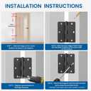 HOSOM 18 Pack Matte Black Door Hinge 3.5 x 3.5 inch with 1/4 Radius, 3 1/2 Black Interior Door Hinges, 3 "x 3 " Hardware, Fit Standard Door