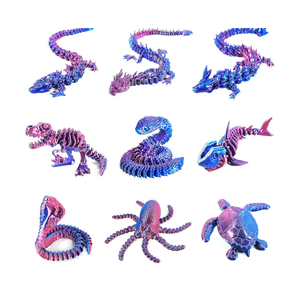 9PCS 3D Printed Dragon 3D Printed Animals Include 3D Printed Snake, Dinosaur, Octopus, Sharks, Turtle, Cobra and 3 Style Dragons, 3D Printed Toys Stuff for Home, Office, Decor Christmas Birthday Gift