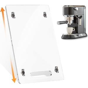 Sliding Tray for Coffee Maker: Acrylic Appliance Slider with Rubber Wheels - Coffee Machine Mat Pot Rolling Tray for Kitchen Countertop - 9.5"x14.5" Clear