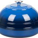 Cast Iron Enameled Dutch Oven Pot with Lid for Bread Baking, Bread Oven, 6 Quart, Blue