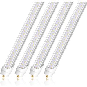 Barrina T8 T10 T12 LED Tube Lights, Dual-End Powered, Remove Ballast, Type B Bulbs, 8FT, FA8, 44W, 6500K Super Bright, 5500LM, LED Replacement for Tubes, Clear Cover, ETL Listed, 4 Packs