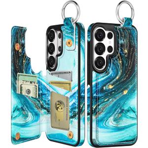 Shorogyt for Samsung Galaxy S26 Ultra Wallet Case - Cute Fashion Cyan Design with Card Holder Kickstand for Magnetic Clasp Back Flip Folio Leather Phone Cases for Women Girls Men