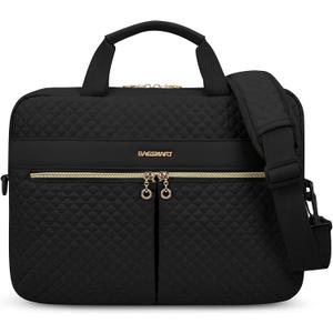 BAGSMART Laptop Bag, 15.6 Inch Briefcase for Women Large Laptop Case Computer Bag Office Travel Business, Black