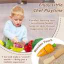 Wooden Play Food for Toddlers 2 Year Cutting Fruits Vegetables Toys | Toy Foods Pretend Play Kitchen Accessories Fruits and Veggies for Kids to Cut Montessori Gifts for Boys Girls 18 Months+