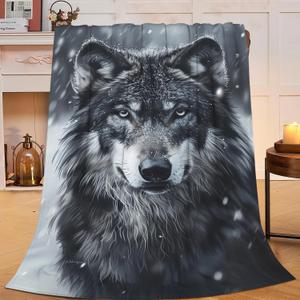 Wolf Blanket Wolf Throw Blanket Flannel Stuff Merch Cozy Decor Fleece Plush Fuzzy Warm Soft Lightweight Bedding Gifts for Animal Lover Girls Women Men Boy Couch Sofa 50" x 40"