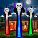 12FT Halloween Inflatables Decoration Outdoor Giant Pumpkin Reaper Ghost Built-in 3-Colored Rotation Flame LED Halloween Blow Up Yard Decorations Spooky Outdoor Party Yard Lawn (1PCS)