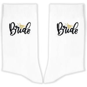 Bride Socks Gifts for Wedding, Bridal Shower, etc., Bride Novelty Socks, Bridal Party Gifts.(107) (White)