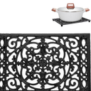 2pcs Sumnacon 1Pcs Rectangle Cast Iron Trivet - Heat Resistant Iron Trivet for Hot Dish Pot Pan Plate Teapot, Rustic Cast Iron Hot Dish Plate Holder for Kitchen Dining Table Countertop Cooktop