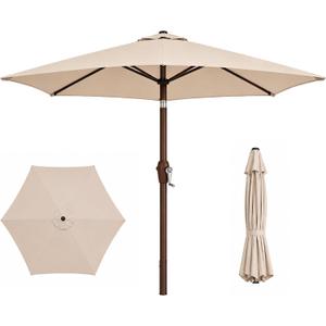 7.5ft Patio Umbrella, Outdoor Table Market Umbrella with Smooth Crank Lift, 6 Windproof Fiberglass Ribs, UPF50+ UV Protection for Deck, Pool, Garden and Backyard