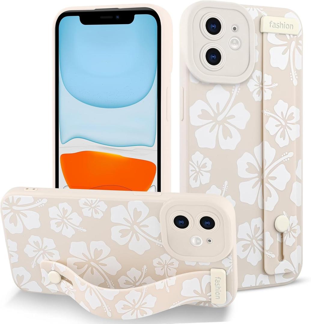 Fiyart Designed for iPhone 11 Case Cute Flowers with Strap Soft TPU Phone Cover Protective Camera Lens Protection for Women Men Floral Bumper with Stand 6.1"-White Fiyart Designed for iPhone 11 Case Cute Flowers with Strap Soft TPU Phone Cover Protective Camera Lens Protection for Women Men Floral Bumper with Stand 6.1"-White