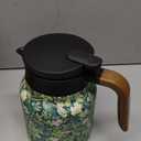 1000ml Vintage Floral Pattern Tea, Thermal Tea Pot with Handle and Built in Infuser, Stainless Steel Insulated Tea Kettle, Vacuum Coffee Carafe, Flower Pattern Insulated Infuser Pot(Green)