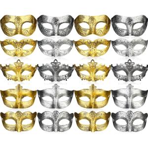 Yunsailing 40 Pcs Masquerade Mask Bulk Vintage Mardi Gras Masks Antique for Halloween Ball Cosplay Performance Prop (Golden and Silver)