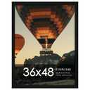 Fisnish 36x48 Solid Wood Picture Frame, Wall Mount, Black Woodgrain, 1 Pack