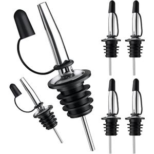 Pafusen 6 Pack Liquor Bottle Pourers, Liquor Pour Spout for Liquor Bottles, Stainless Steel Olive oil Dispenser Spout, Alcohol Pourer Spouts Dust Caps Covers Fixed, Sliver (Silver)