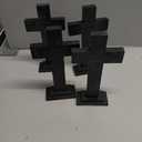 Bucherry 4 Pack 7.87 Inch Wood Crosses with Stand, Wooden Crosses Easter Cross Tabletop Decor Religious Christian Gift Baptism Centerpiece for Table Craft Wedding Church Sunday First Communion (Black)