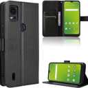 Compatible with AT&T Motivate 4 Leather Case Cover,PU Leather flip Cover Compatible with Cricket Icon 5 Case Cover Black