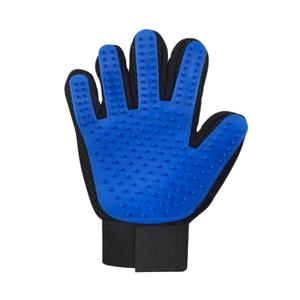 Silicone Pet Grooming Glove  5-Finger Deshedding & Massage Mitt for Dogs & Cats  Wet & Dry Hair Removal Glove with Adjustable Strap (Right Hand), Blue