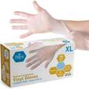 MED PRIDE Medical Vinyl Examination Gloves (X-Large, 100-Count) Latex & Rubber Free, Ultra-Strong, Clear Disposable Powder-Free Gloves for Healthcare & Food Handling Use