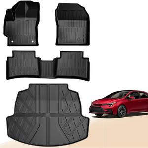 for Toyota Corolla Floor Mats and Cargo Liner 2020-2026 - All Weather Floor Mats and Trunk Mat for Toyota Corolla/Corolla Hybrid Sedan (Not Fit Corolla Cross/Hatchback) 2025 2024 2023 2022 2021 2020