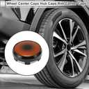 ACROPIX 4 Pcs Wheel Center Caps Hub Caps Rim Center Caps 2.42" 2.60" Wheel Caps Hubcap Center Covers Black Cover with Black Orange Label Plastic 6 Clips Black