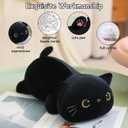 SQEQE Weighted Black Cat Plush, Weighted Black Cat Stuffed Animal, Cute Plushies Soft Pillow Toy Gift for Kids Adults 13.8 Inch, 1.6 Lbs, Medium