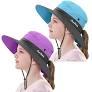 2 Pieces 5-14Y Kids Summer Sun Hat Wide Brim UV Protection for Girls Ponytail Beach Bucket Cap One Size