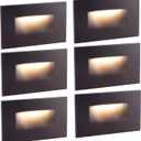 Step Lights Outdoor 6 Pack Classic, 120V 3CCT Selectable Stair Lights Indoor, Waterproof LED Deck Decor Hardwired Dimmable, Brown Finish Aluminum Outdoor Lighting, ETL Wet Rated (4.75 In| 6PK Classic)