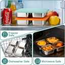 SUMERX 2 Pack Snack Box Containers Set, Stainless Steel 4 Compartment Lunchable Container, Reusable Food Storage Containers with Lids for Travel, Outdoor, Camping, Work(Orange/Blue)