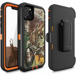 14 Pro Max Camo Design Defender Case, Protective Defender Shockproof Hybrid Case Dual Layer Design Hard Cover Compatible with iPhone 14 Pro Max (Clip+Camo Orange)