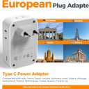 European Travel Plug Adapter 28W, TESSAN US to Europe Plug Adapter with 4 Outlets 5 USB Ports (3 USB C), Type C Power Adaptor for USA to EU Euro Italy Spain France Iceland Germany Greece Portugal