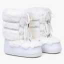 Snow Boots for Women,Winter Furry Faux Fur Boots Winter Black White Pink Fur Lined Lace-up Mid-Calf Non-Slip Fuzzy Boots,8,5 Size