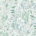 Peel and Stick Wallpaper - Green and White Leaf Wallpaper Removable Waterproof Contact Paper for Cabinets Bedroom Self-Adhesive Wall Cover Vinyl 16.1x197