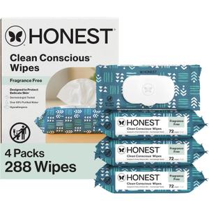 The Honest Company Hypoallergenic Multi-Use Baby Wipes for Sensitive Baby Skin, Balance Blues, 288 Count (72 Count (Pack of 4))