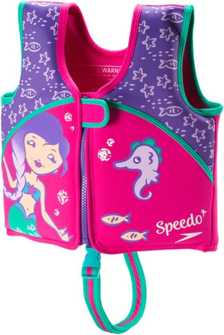 Speedo Kids' Begin to Swim Flotation Classic Life Vest UPF 50 (Large, Purple Printed)