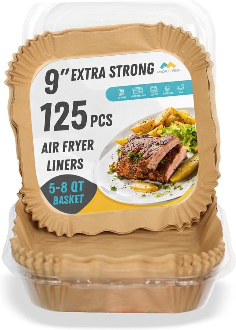 Air Fryer Liners Disposable  125 pk 8" Unbleached Non-Stick Parchment Paper, Fits 5-8 QT Basket, Air Fryer Liners | Airfryer Liners