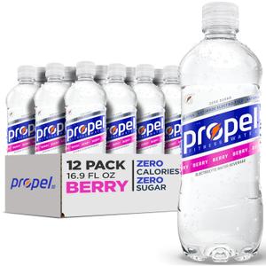 Propel Electrolyte Enhanced Water Sports Drink, Berry Flavored Water, Zero Calorie & Zero Sugar Hydration with Electrolytes and Vitamins C & E, 16.9 fl oz Water Bottles (12 Pack) (EXP 05/25/26)