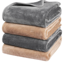 Onarway Dog Blanket Washable for Puppy: 4 Packs Dog Blankets 28”x20” - Fluffy Soft Small Throw for Cat Puppy Kitten Dogs - Fleece Pet Blankets for Bed Sofa Car and Indoor - Grey and Khaki