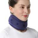Velpeau Neck Brace for Neck Pain and Support - Soft Cervical Collar for Sleeping, Snoozing, Sleeping Upright, Anti-Snoring, Sleep Apnea for Women & Men (Blue, Enhanced Version, L: 14-16.5"/3.3")