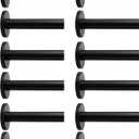 Black Door Stops - 12 Pcs 304 Stainless Steel Heavy Duty Matte Black Door Stopper Set with Rubber Head, Hidden Screw Design for Smooth Surfaces in Kitchen, Bathroom, Bedroom, Office, 3.5 Inch