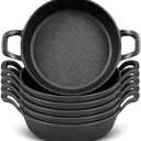 Ziliny Mini Cast Iron Skillets 7 x 7 x 1.7 Inch Cast Iron Pan Small Ramekin Set Black Casserole Dish Cookware Oven Safe Mini Skillets for Kitchen Indoor Outdoor Picnic (6 Pack)
