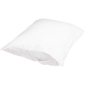 Amazon Basics Standard Breathable 100% Cotton Hypoallergenic Pillow Protector with Zipper, Machine Washable, White, 27 x 21 Inches, Pillows Not Included