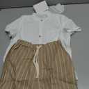 Verdusa Toddler Boy's 2 Piece Outfits Linen Set Striped Short Sets Button Up Shirt and Shorts Clothes Sets Size 5Y