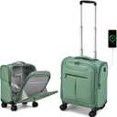Hanke Underseat Carry On Luggage with Wheels, Lightweight Small Suitcase Airline Approved 16 Inch Softside Personal Item Travel Bag for Women Men, Compact Under Seat Luggage.(Forest Green)