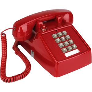 YOPAY Single Line Corded Desk Telephone, Home Emergency Intuition Amplified Retro Phone, Classic Dial Button Phone, Red