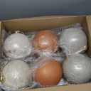 6 Pcs 6 Inch Large Neutral Christmas Ball Ornaments Jumbo Big Rustic Textured Terracotta Beige Ivory White Xmas Ornament Vintage Farmhouse Modern Christmas Decor for Xmas Tree Outdoor Decor