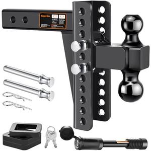 Adjustable Trailer Hitch -Drop Hitch-Tow Hitch FITS 2.5 inch Receiver-8inch Drop/Rise, 2" & 2-5/16" Ball Hitches for Trucks, 22,000 LBS GTW, Trailer Hitches with Anti-Theft Pin, Black