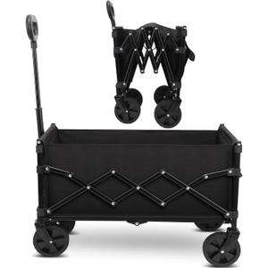 Folding Trolley Rolling Cart with All-Terrain Wheels and Telescoping Handle for Baggage Hauling and Shopping and Outdoor Sports 200LBS and 70L Load Capacity